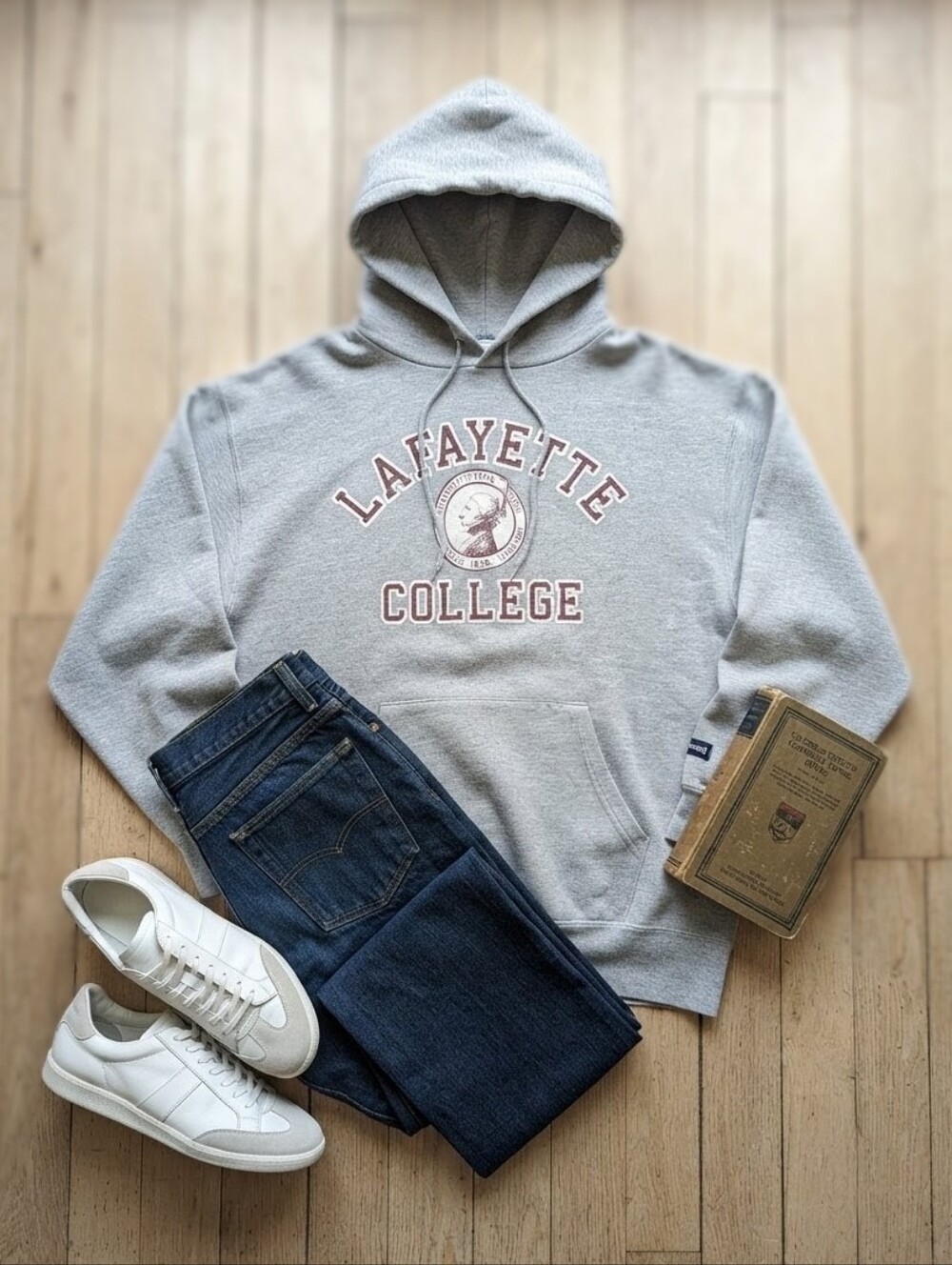 Cozy ​Jansport Lafayette College Sweatshirt Light Gray Collegiate Crewneck-Sz XL